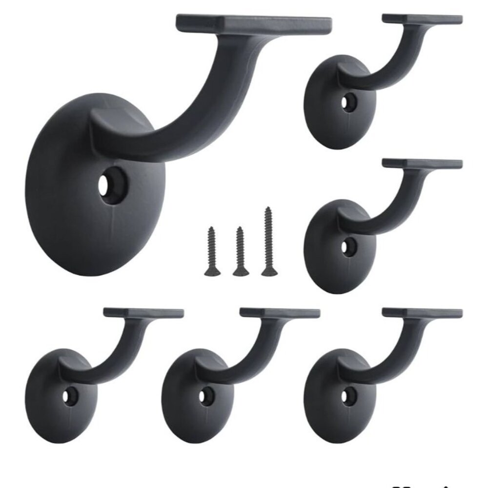New Hand Rail Bracket, Matte Black 6 Pack